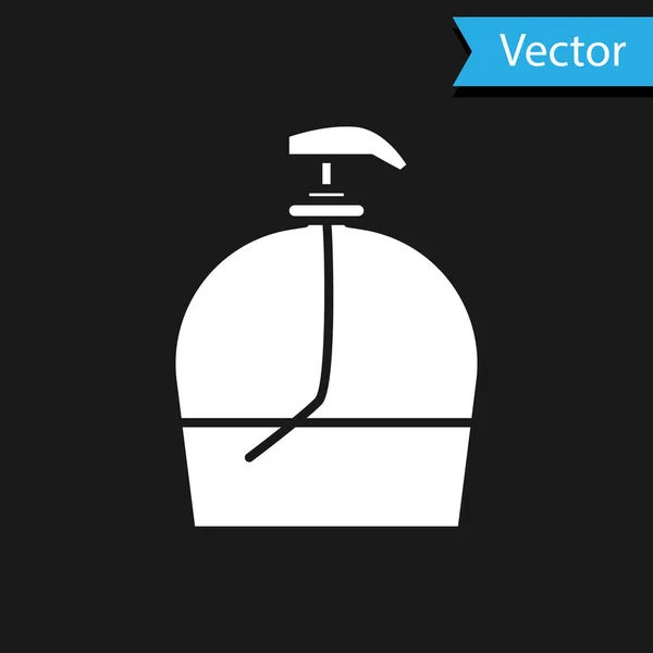 Weiße Flasche Flüssige Antibakterielle Seife Mit Spendersymbol Isoliert Auf Schwarzem — Stockvektor