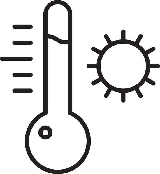 Zwarte Lijn Meteorologie Thermometer Meten Pictogram Geïsoleerd Witte Achtergrond Thermometer — Stockvector