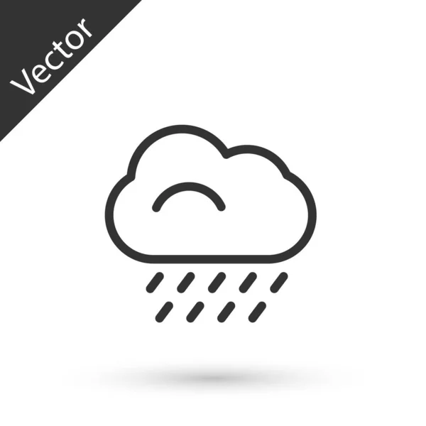 Graue Wolke Mit Regensymbol Auf Weißem Hintergrund Regenwolken Mit Regentropfen — Stockvektor