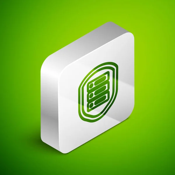 Izometrický Linkový Server Ikonou Štítu Izolovanou Zeleném Pozadí Ochrana Před — Stockový vektor