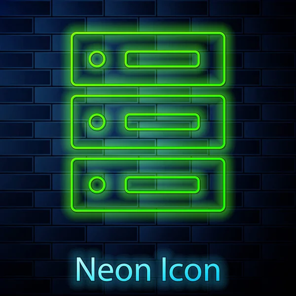 Leuchtende Neon Line Server Daten Web Hosting Symbol Isoliert Auf — Stockvektor