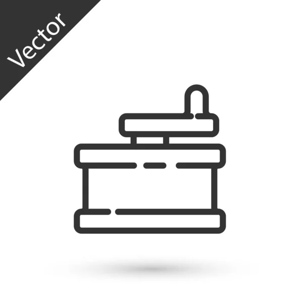 Línea Gris Icono Amoladora Manual Aislado Sobre Fondo Blanco Ilustración — Vector de stock