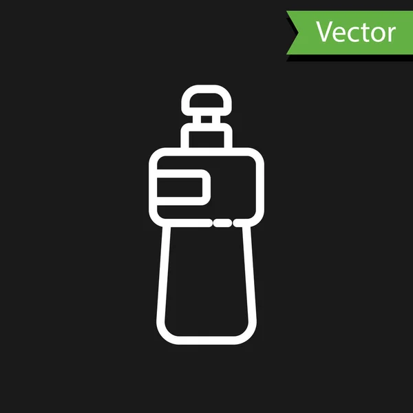 Weiße Linie Spülmittel Flasche Symbol Isoliert Auf Schwarzem Hintergrund Flüssigwaschmittel — Stockvektor