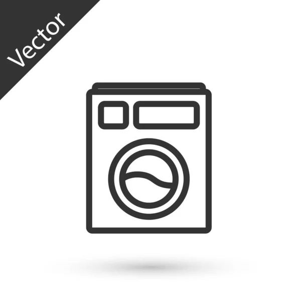 Icono Lavadora Línea Gris Aislado Sobre Fondo Blanco Icono Lavadora — Vector de stock