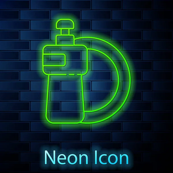 Glowing Neon Line Dishwashing 아이콘 배경에 설겆이를 사기적 — 스톡 벡터