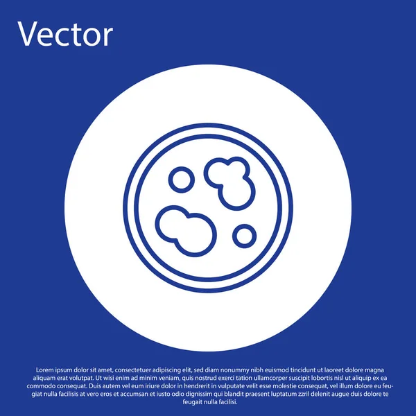 Голубая Линия Блюдо Петри Иконкой Бактерий Выделенной Синем Фоне Кнопка — стоковый вектор