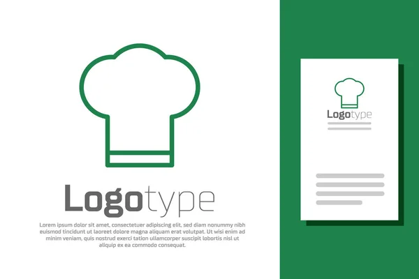Πράσινη Γραμμή Chef Εικονίδιο Καπέλο Απομονώνονται Λευκό Φόντο Σύμβολο Μαγειρικής — Διανυσματικό Αρχείο