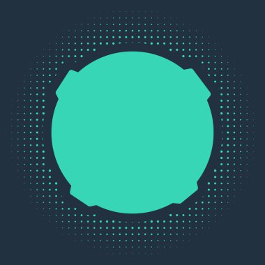 Mavi arkaplanda yeşil ay simgesi izole edildi. Soyut çember rastgele noktalar. Vektör İllüstrasyonu