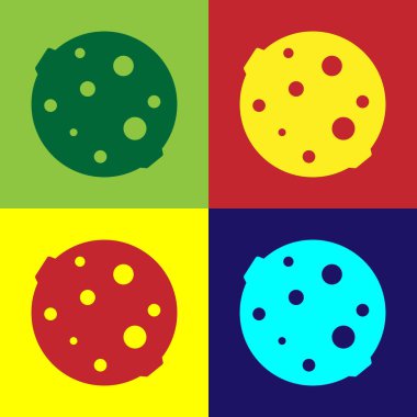 Pop Art Moon simgesi renk arkaplanında izole edildi. Vektör İllüstrasyonu