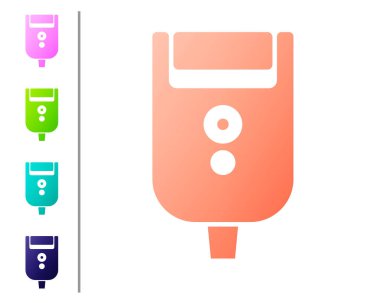 Beyaz arka planda izole edilmiş erkek simgesi için mercan elektrikli tıraş bıçağı. Elektrikli tıraş makinesi. Renk simgelerini ayarla. Vektör İllüstrasyonu