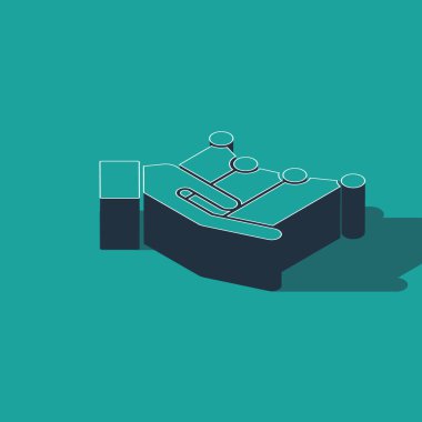 Isometric Pie grafik bilgi simgesi yeşil arkaplanda izole edildi. Diyagram çizelgesi. Vektör İllüstrasyonu