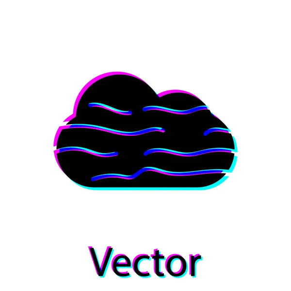 Schwarzer Nebel Und Wolkensymbol Isoliert Auf Weißem Hintergrund Vektorillustration — Stockvektor