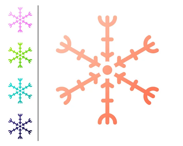 Coral Snowflake Ícone Isolado Fundo Branco Definir Ícones Cor Ilustração — Vetor de Stock