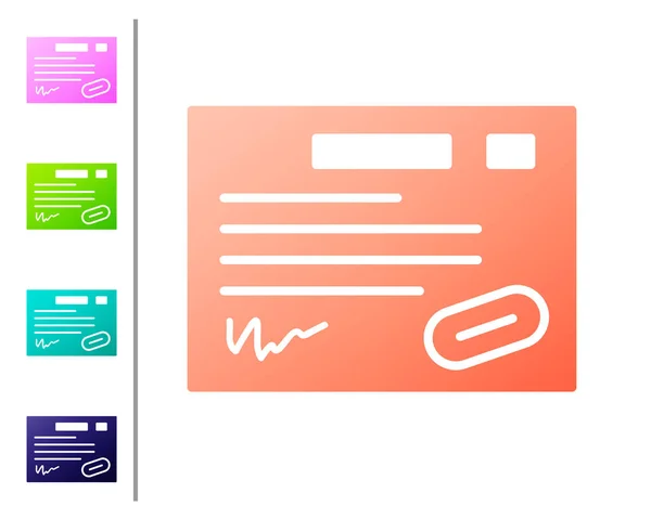 Coral Garantie Certificaat Sjabloon Pictogram Geïsoleerd Witte Achtergrond Stel Kleurpictogrammen — Stockvector