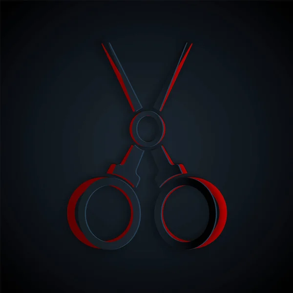 Paper Cut Scissors Friseursymbol Isoliert Auf Schwarzem Hintergrund Friseur Modesalon — Stockvektor