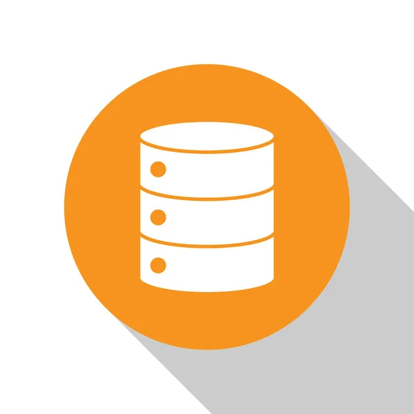 White Server Data Web Hosting Εικονίδιο Απομονώνονται Λευκό Φόντο Πορτοκαλί — Διανυσματικό Αρχείο