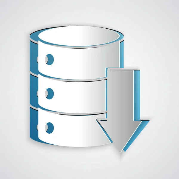 Papier Gesneden Server Data Web Hosting Pictogram Geïsoleerd Grijze Achtergrond — Stockvector