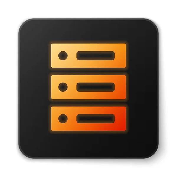 Orange Glödande Neon Server Data Web Hosting Ikon Isolerad Vit — Stock vektor