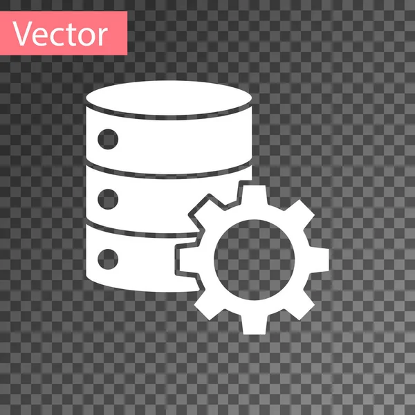 Icona White Server Ingranaggio Isolata Sfondo Trasparente Regolazione App Concetto — Vettoriale Stock