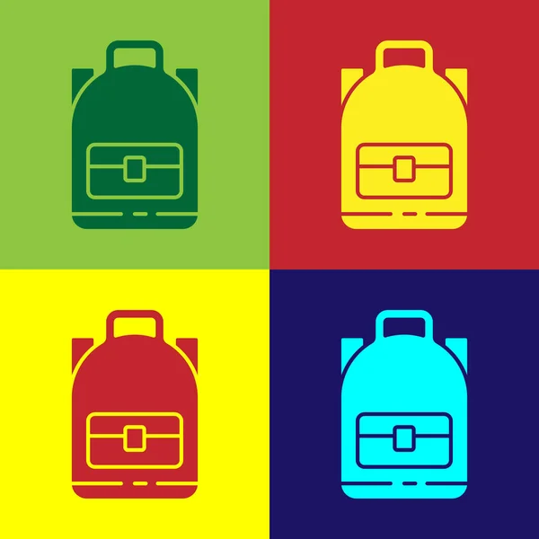 Pop Art Hiking Backpack Icon Isolated Color Background Camping Mountain — Stock Vector