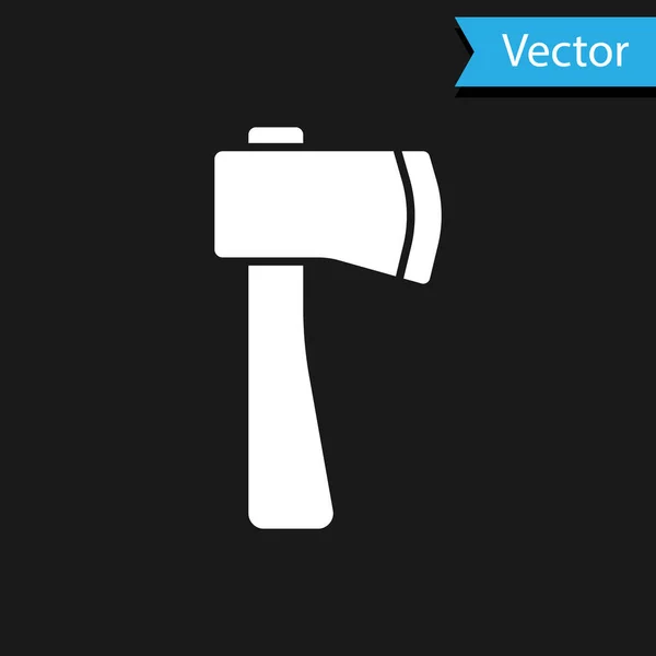 Icono Hacha Madera Blanca Aislada Sobre Fondo Negro Hacha Leñador — Vector de stock