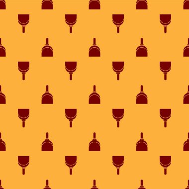 Kırmızı faraş simgesi kahverengi arka planda izole edilmiş. Temizlik işleri. Vektör İllüstrasyonu