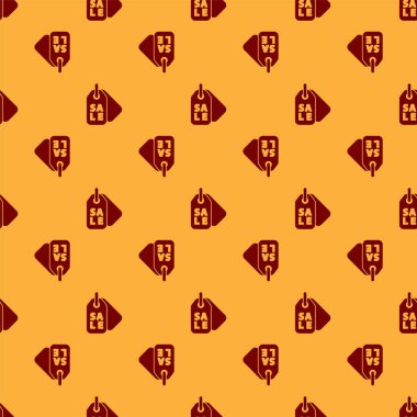 Üzerinde yazı olan Red Price etiketi kahverengi arka planda izole edilmiş bir ikon. Rozet fiyatına. Reklam etiketi indirimi. Vektör İllüstrasyonu