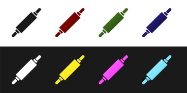 Siyah ve beyaz arkaplanda Rolling pin simgesini ayır. Vektör İllüstrasyonu