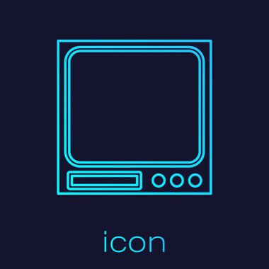 Turquoise line Electronic scales icon isolated on blue background. Weight measure equipment.  Vector Illustration