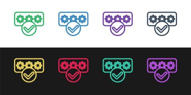 Siyah ve beyaz arkaplanda izole edilmiş satır parola koruması ve güvenlik erişim simgesi belirleyin. Güvenlik, güvenlik, koruma, gizlilik kavramı. Vektör İllüstrasyonu