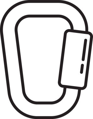 Siyah çizgi karabina simgesi beyaz arkaplanda izole edildi. Olağanüstü bir spor. Spor malzemeleri. Vektör İllüstrasyonu