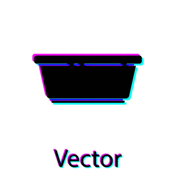 Black Plastic Basin Icon Isolated White Background Bowl Water Washing — Stock Vector
