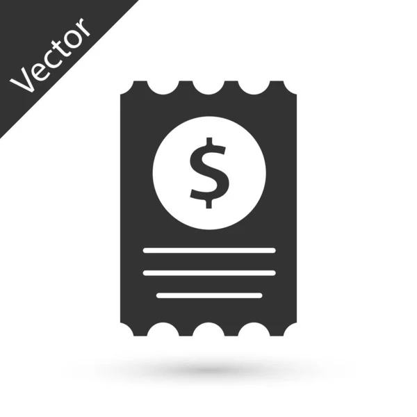 Comprobación Papel Gris Icono Verificación Financiera Aislado Sobre Fondo Blanco — Vector de stock