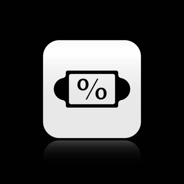 Schwarzes Discount Prozent Symbol Auf Schwarzem Hintergrund Das Schild Mit — Stockvektor