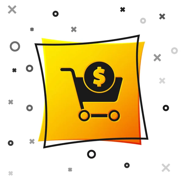 Carrito Compras Negro Símbolo Del Dólar Icono Aislado Sobre Fondo — Vector de stock