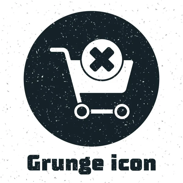 Grunge Remove Shopping Cart Icon Isolated White Background Online Buying — Stock Vector