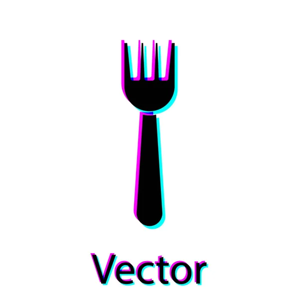 Black Disposable Plastic Fork Icon Isolated White Background Vector Illustration — Stock Vector