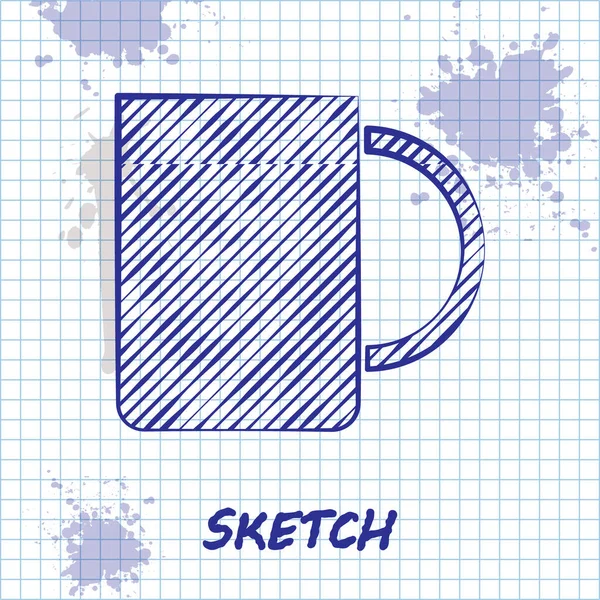 Sketch Line Beyaz Arka Planda Yalıtılmış Kahve Fincanı Simgesi Çay — Stok Vektör