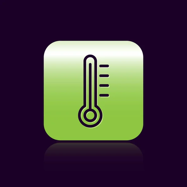 Black Line Meteorology Thermometer Messsymbol Isoliert Auf Schwarzem Hintergrund Thermometer — Stockvektor