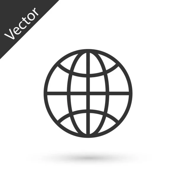 Línea Gris Icono Mundial Aislado Sobre Fondo Blanco Pin Globo — Vector de stock