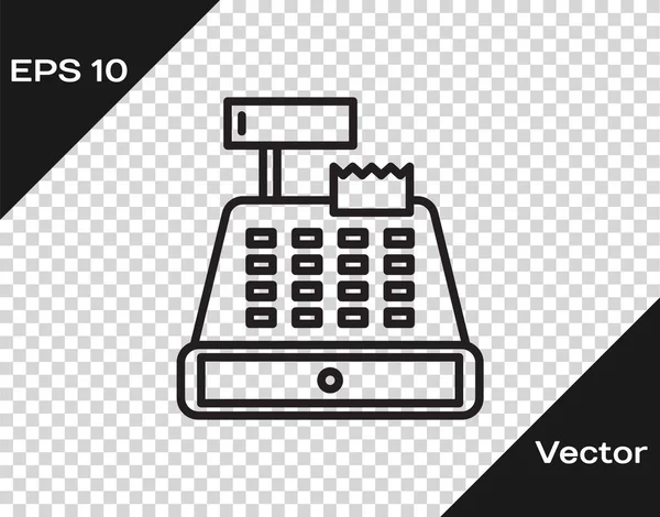 Linha Preta Caixa Registadora Com Ícone Verificação Isolado Fundo Transparente — Vetor de Stock