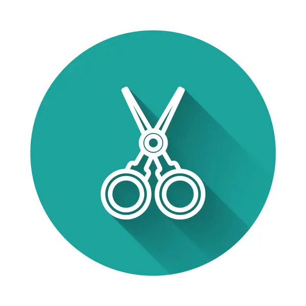 Weiße Linie Scissors Friseur Symbol Isoliert Mit Langem Schatten Friseur — Stockvektor