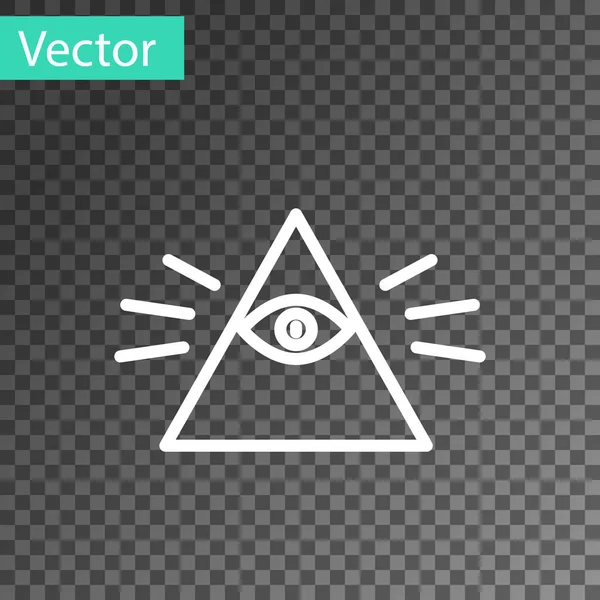Weiße Linie Freimaurer Symbol Allsehendes Auge Gottes Symbol Isoliert Auf — Stockvektor