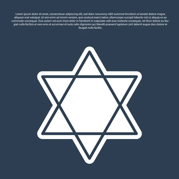 Blå Linje Star David Ikonen Isolerad Blå Bakgrund Judisk Religionssymbol — Stock vektor