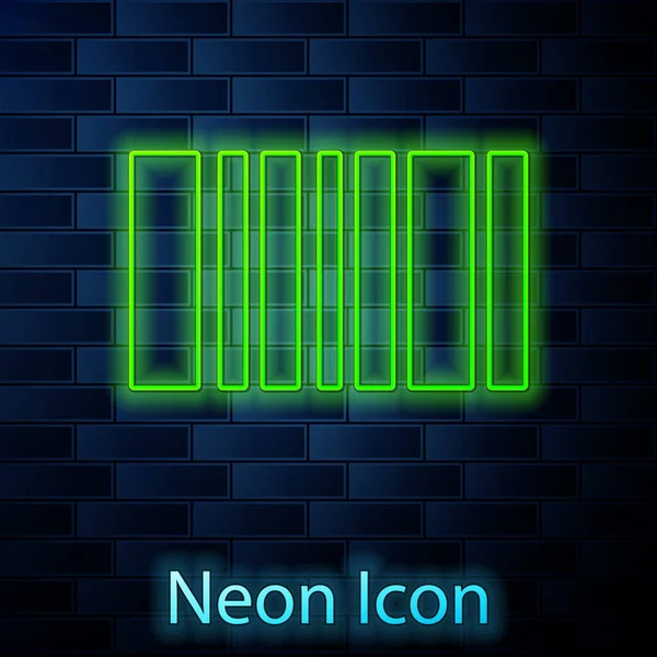 Gloeiende Neon Lijn Barcode Pictogram Geïsoleerd Baksteen Muur Achtergrond Vector — Stockvector