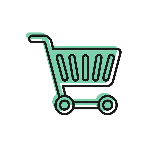 Black Line Shopping Cart Icon Isolated White Background Online Buying — Stock Vector