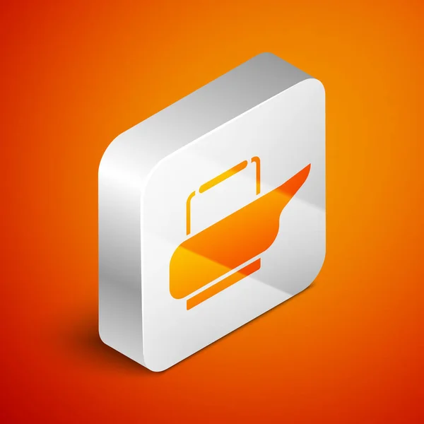 Isometric Bedpan icon isolated on orange background. Toilet for bedridden patients. Silver square button. Vector Illustration — Stock Illustration Isometric Bedpan Icon Isolated Orange Background Toilet Bedridden Patients Silver Royalty Free Stock Vectors