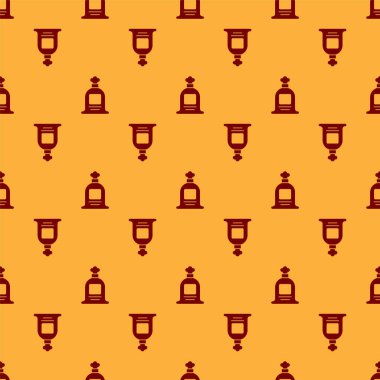 Kırmızı Torba simgesi kahverengi arka planda izole edilmiş. Vektör.