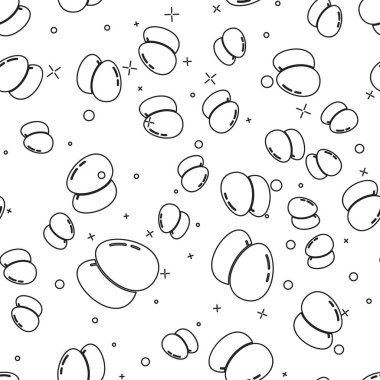 Siyah çizgi tavuk yumurtası ikonu, beyaz arka planda kusursuz desen izole etti. Vektör.