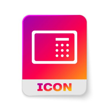 Beyaz Kasa simgesi beyaz arkaplanda izole edildi. Kapı, şifreli bir banka kasası. Güvenilir Veri Koruma. Dikdörtgen renk düğmesi. Vektör.